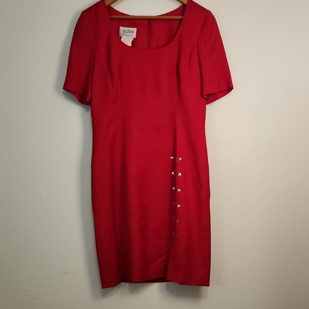 Vintage Arthéa Red Linen Blend Dress – Made in Canada